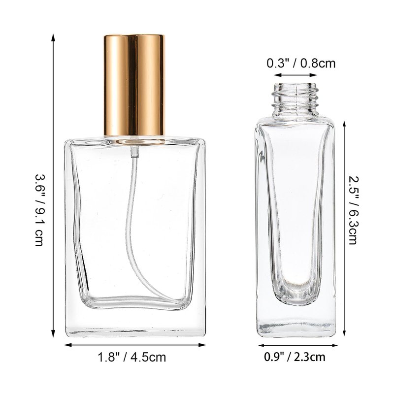 Foraineam 12 Pack 1 oz / 30ml Clear Glass Perfume Bottle, Refillable Empty Fine Mist Atomizer Spray Bottles, Portable Square Perfume Atomizer Bottles for Fragrance, Lotion, Essential Oil