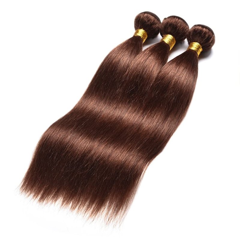 Color #4 Bundles Human Hair Chocolate Brown Straight Bundles 14 16 18 Inch Unprocessed Virgin Mixed Length Light Brown Bundle Hair Extensions 50 Gram Per Bundle
