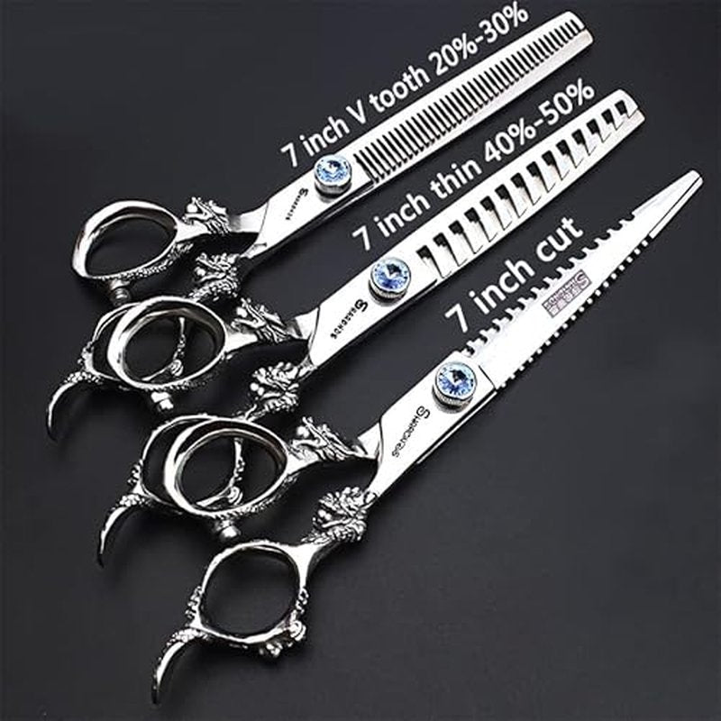 6/7/8/9-inch professional hair clipper set, stainless steel sharp hair clippers, hairdresser specific scissor(7 inches, 3 pieces)