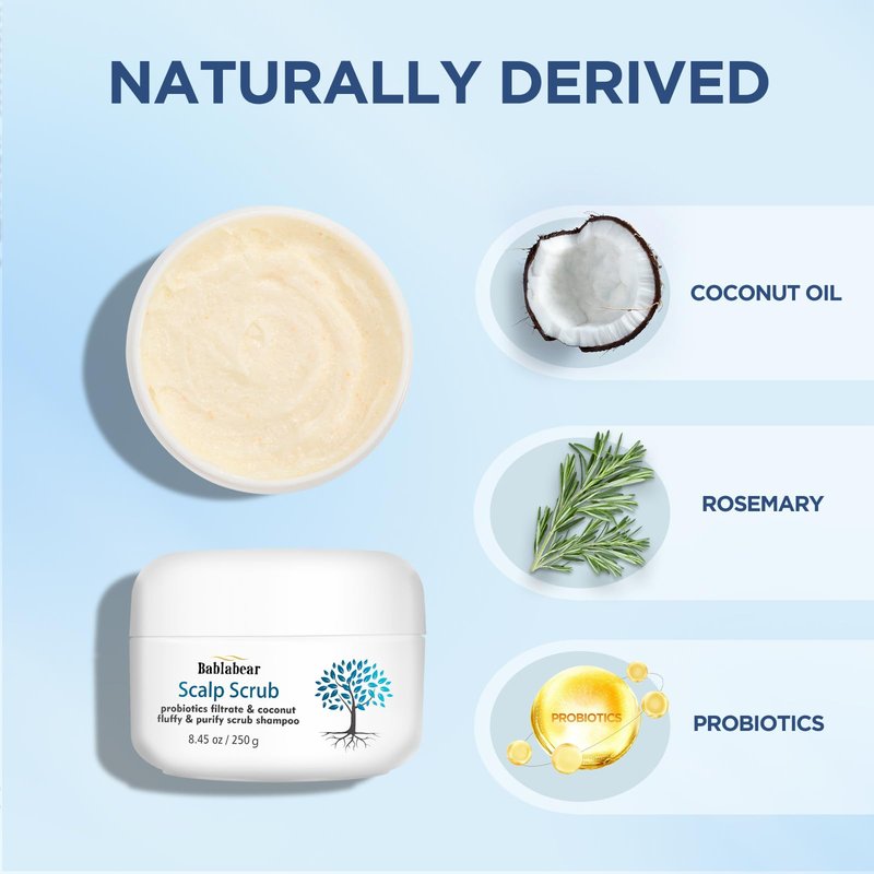 Bablabear Scalp Exfoliator Scrub,Itchy Scalp Treatment for Dandruff, No Sulfate Hair Scrub To Soothe a Dry, Flaky,Scalp,Removes Buildup,Clarifying Shampoo.