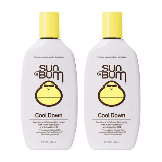 Sun Bum Cool Down Aloe Vera Lotion Vegan After Sun Gel With Cocoa Butter To Soothe and Hydrate Sunburned Skin, 8 oz (Pack of 2)