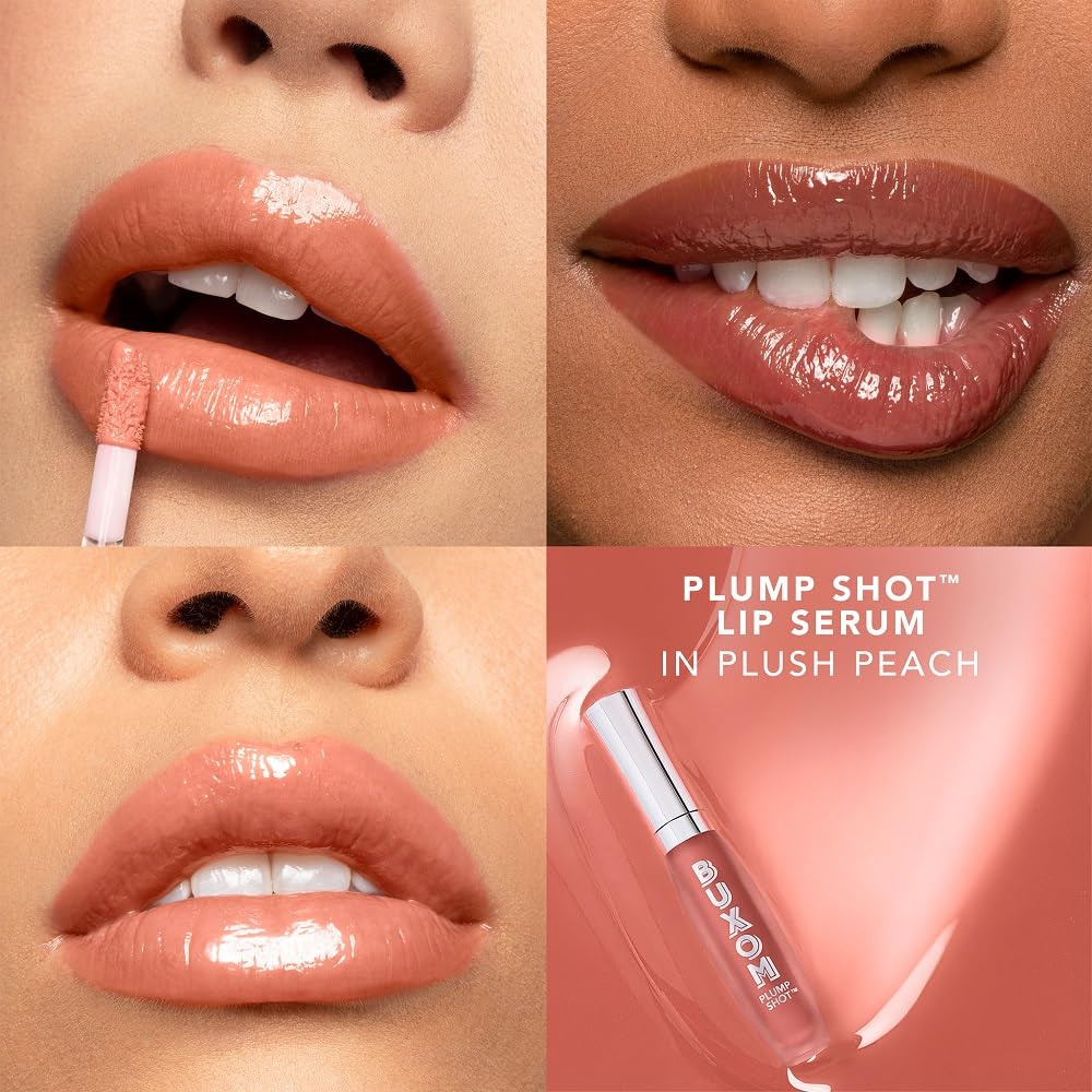 Buxom Plump Shot Peptides Lip Serum, Plush Peach
