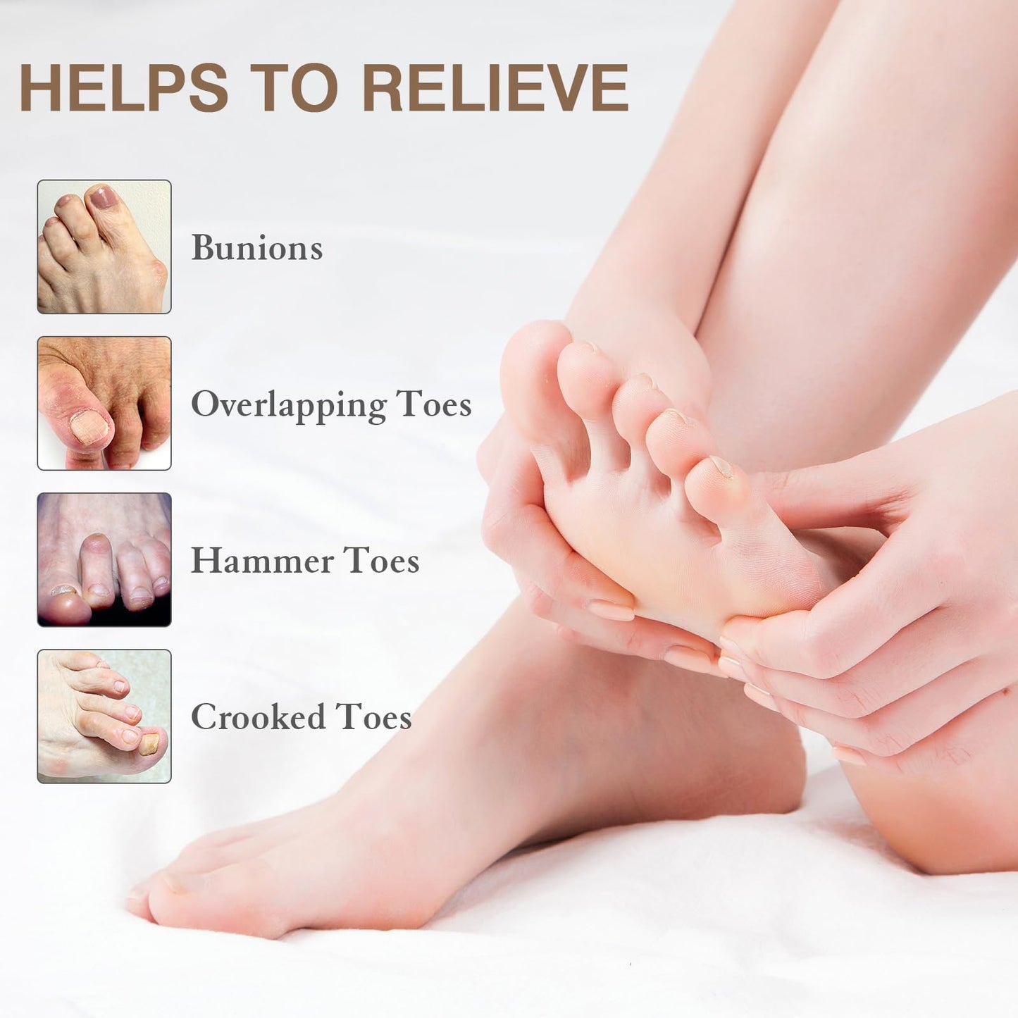 HLOES Toe Spacers for Women and Men, Toe Separators for Pedicure, Bunion Corrector, Hammer Toe Straightener,