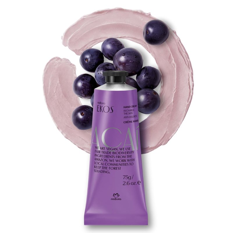 Ekos Açaí Hand Cream - Anti-Dullness Moisturizer for Fast Absorption | Vegan Skin Care - 2.6oz (75g)