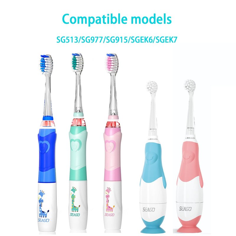 Compatible with Seago SG513/SG977/SGEK6/DT - K6 Electric Toothbrush, Replacement Brush Heads for Kids Electric Toothbrush 3+ Years, Suitable for Toddlers (White, 4 - Pack)