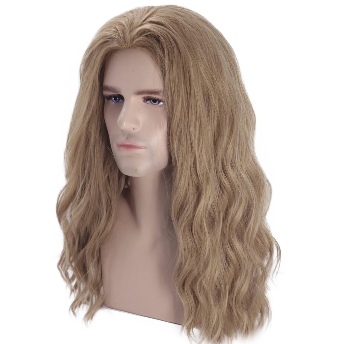 PATTNIUM Blonde Wig Mens Shoulder length Ash Blonde Wig Wavy Dirty Blonde Wigs Male Hair Heat Resistant Synthetic Hair Cosplay Party Costume Daily Wear Wigs (Ash Blonde)