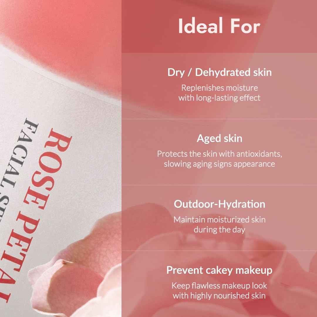 VILLAGE11FACTORY Fresh Dewy Rose Petal Facial Serum Mist Korean Face Spray for Deep Hydration Skincare on the Go 3.38 oz