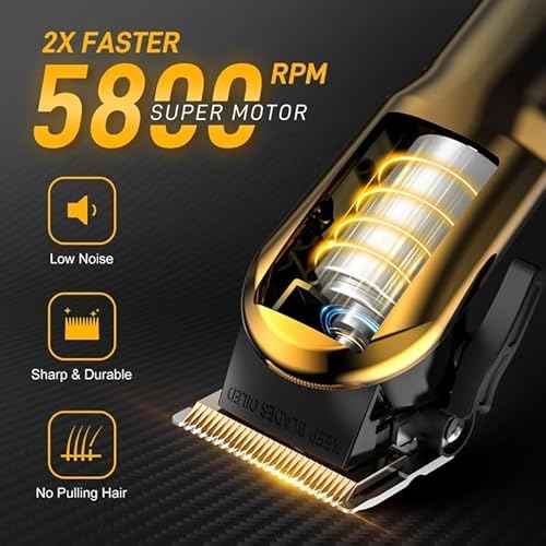 Hair Clippers for Men, Cordless Barber Hair Grooming Kit, Professional Hair Trimmer, Beard Trimmer,Rechargeable Home Haircut for Men Women Kids Children LED Display USB Rechargeable Gold&Silver