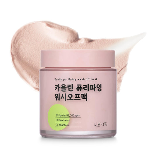 NEAF NEAF Kaolin Purifying Wash Off Pack, Pore Cleansing Mask for Dry Sensitive Skin, Softening and Hydrating, Korean Skincare (3.88oz / 110g)