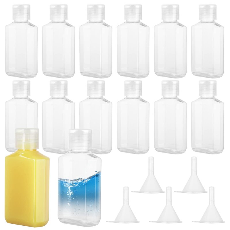 CYEAH 100 PCS 2 Oz Empty Hand Sanitizer Bottles, Clear Refillable Flip-Top Bottles, Plastic Travel Size Bottle with Flip Cap, Refillable Hand Sanitizer Holder for Travel, Business Trip and Camping