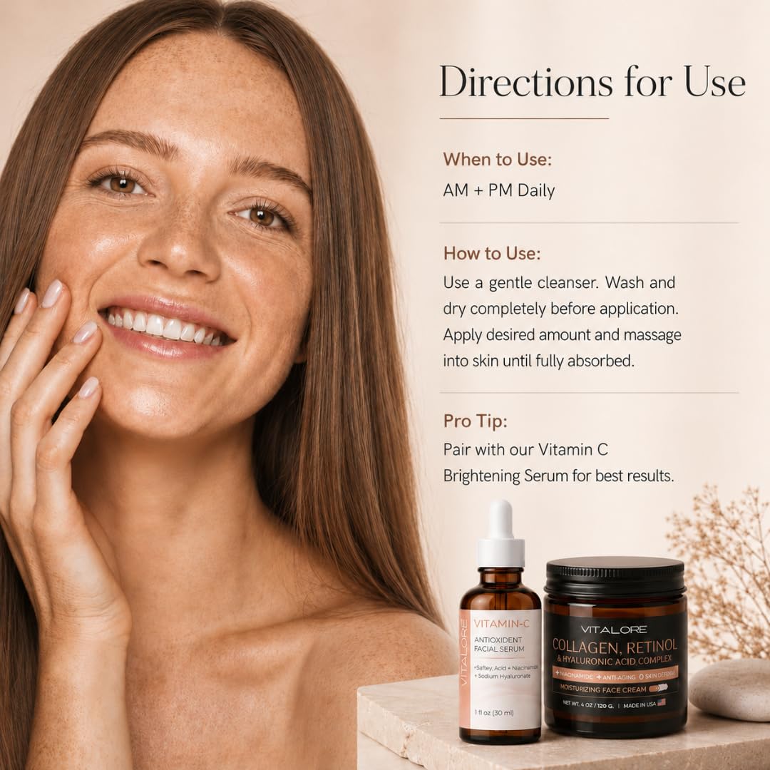Wrinkle Cream For Face and Neck- Anti-Aging Face Moisturizer Cream- Retinol Collagen Face Cream w/Hyaluronic Acid for Fine Lines and Deep Wrinkles- Day & Night Use for Women and Men- 4oz Jar.