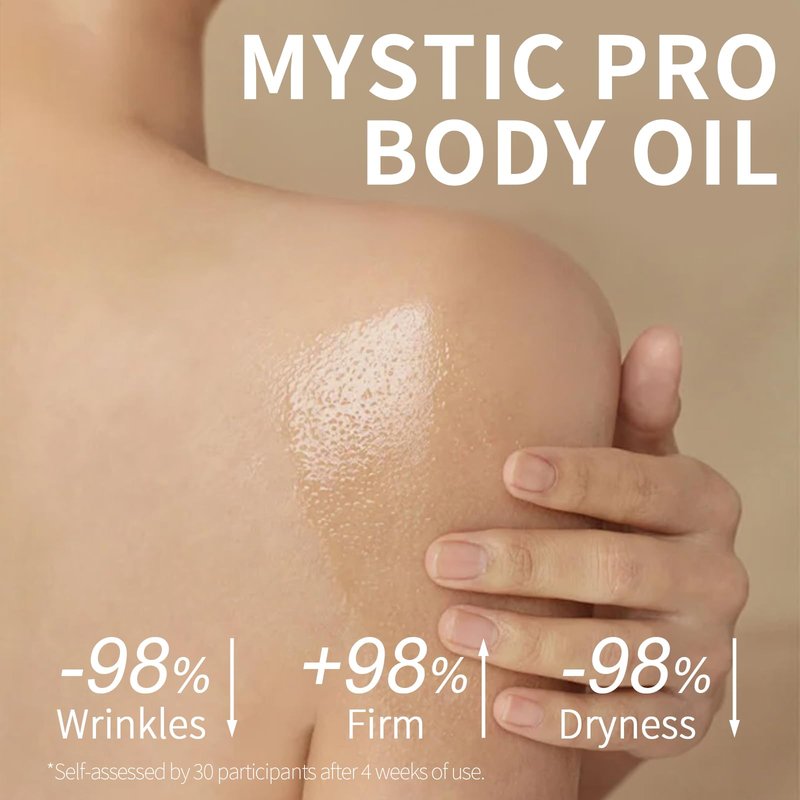 PristineEra Mystic Silk Body Firming Oil, Hydrating Body Oil for Women, Plumps Tightens & Firms Skin, Natural Cold‑Pressed Oil Blend for Dry & Crepey Skin, Luxury After Shower Skin Care, 4.23 fl oz