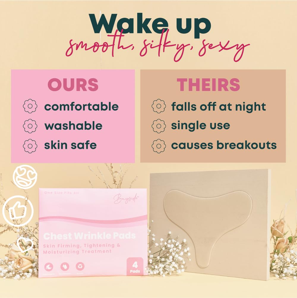 Chest Wrinkle Patches Reusable | Anti-Aging Patches for Fine Lines | Long-Lasting Wrinkle Pads for a Youthful Appearance | Skin-Safe Chest Care Solution | Includes 4 Durable Pads for a Smooth Look 4ct