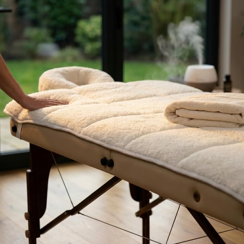 Fleece Massage Table Cover Set - Cozy Quilted Bed Topper with Pad & Face Cradle | 31"x72", Hypoallergenic, Skin-Friendly for Spa & Home Massage