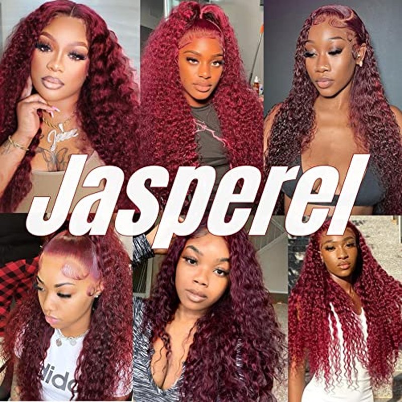 99J Burgundy Lace Front Wigs Human Hair Wigs Pre Plucked Deep Wave Glueless Wigs Human Hair 99j Deep 13x4 Lace Frontal Wigs 26 Inch New