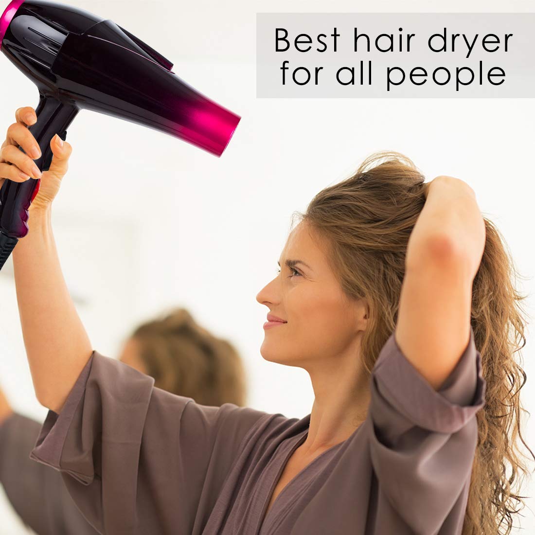 Professional Hair Dryer - 3500W Ionic Ceramic Blow Dryer | Quick Drying with Diffuser & Concentrator Attachments