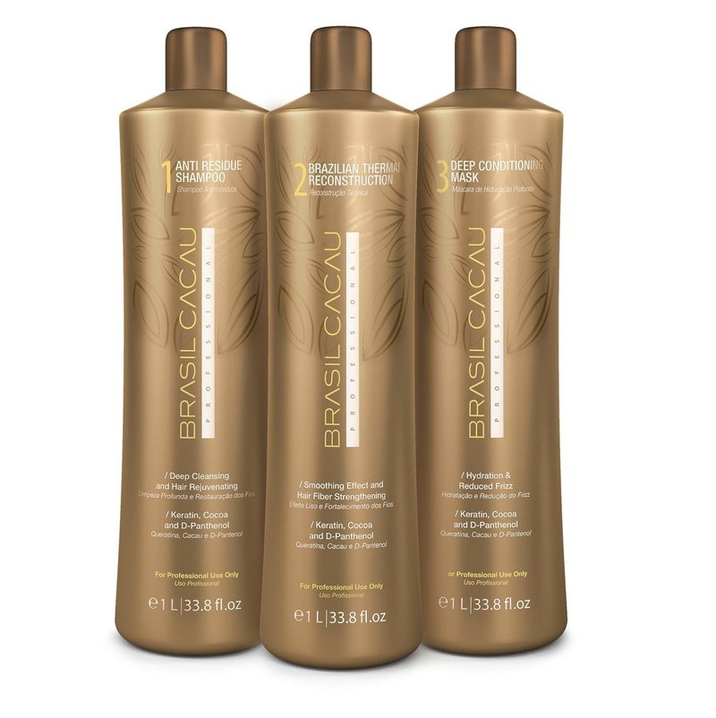 Brasil Cacau Keratin Treatment - 3 Step Hair Smoothing System for Frizz Control