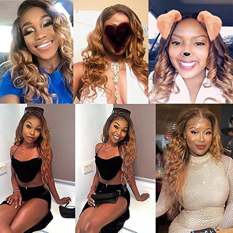 Ombre Bundles 1B27 Honey Blonde Bundles Body Wave Human Hair Grade 8A Black And Honey Blonde Human Hair Wet and Wavy Hair (26 28 30) inch