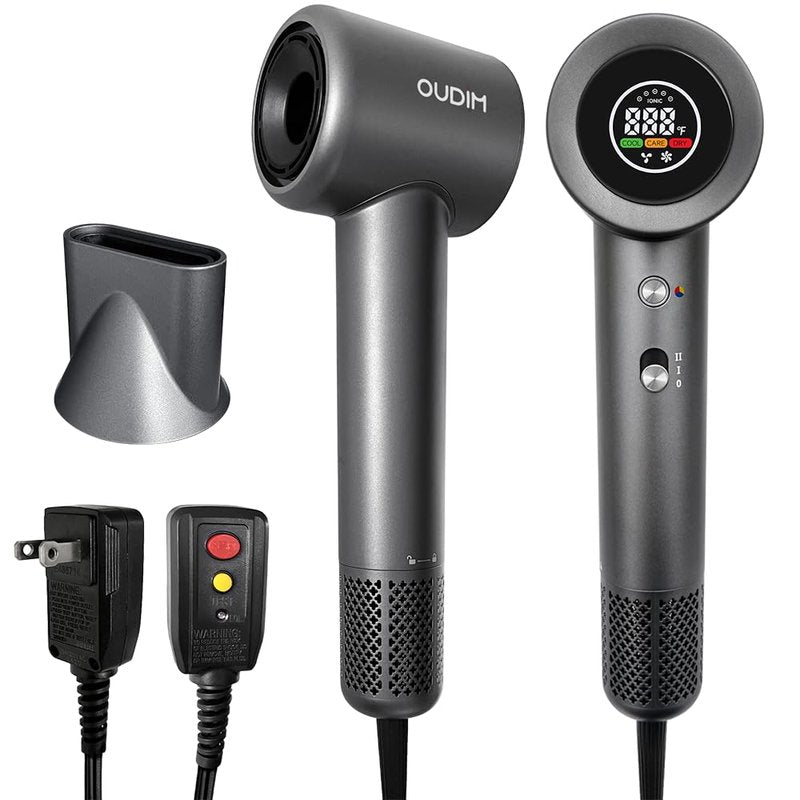 Hair Dryer with Digital Display, High Speed11000RPM, 4 Level Temperature/Speed Settings, Double air Filter, Low Noise, Lightweight, Portable for Travel