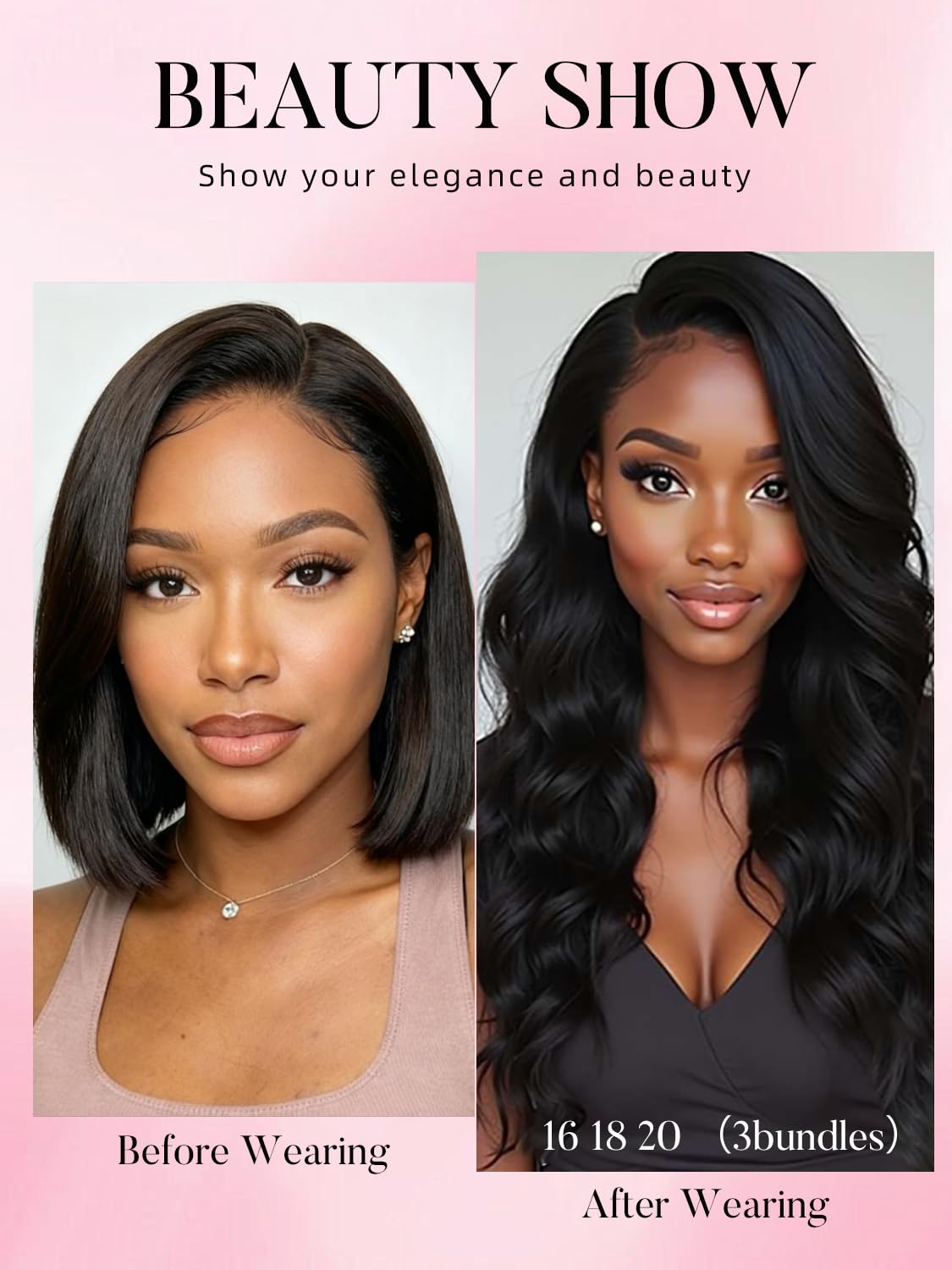 PerisModa Body Wave Bundles Human Hair 16 Inch 1PC 100% Human Hair Bundles Unprocessed Brazilian Virgin Hair Bundle 12A Body Wave Human Hair Extensions Natural Black
