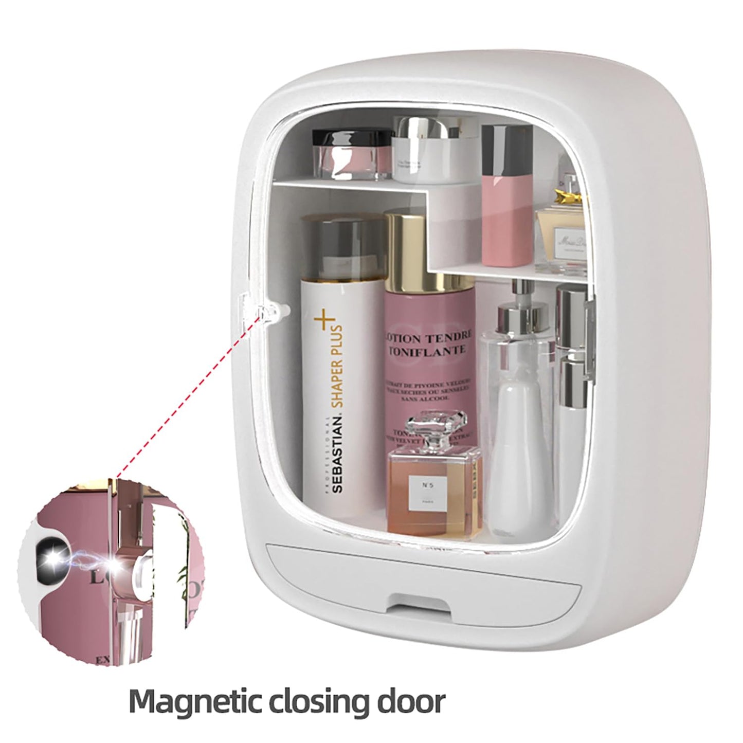 Heaime Makeup Organizer Shelf,Wall-Hanging Cosmetics Organizer and Storage Box,Cosmetic Display Cases,Wall-Mounted Storage Rack for Cosmetics,Skincare and Hair Accessorie