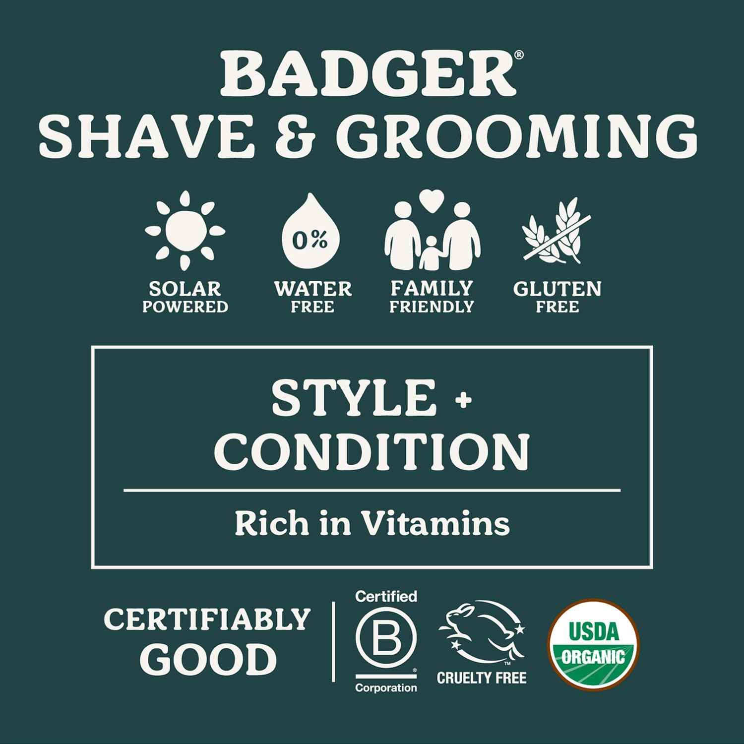 Badger Organic Beard Balm - Leave-In Conditioner, Styling & Moisturizing Treatment for Facial Hair & Mustache, 2 oz