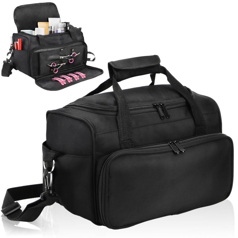 Eorbow Hairstylist Travel Bag, Large Capacity Hairdresser Bag with Divider, Sturdy Barber Case Holder for Hair Stuff, Professional Cosmetology Organizer for Curling Iron Hair Straightener Supplies