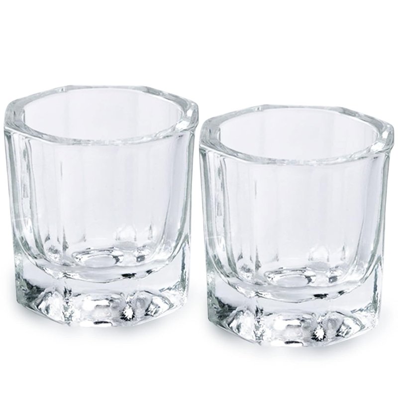 Bulex Dappen Dish Cups for Nail Art - Clear Glass Monomer Liquid Bowls | 2 Pack Acrylic Powder Holders