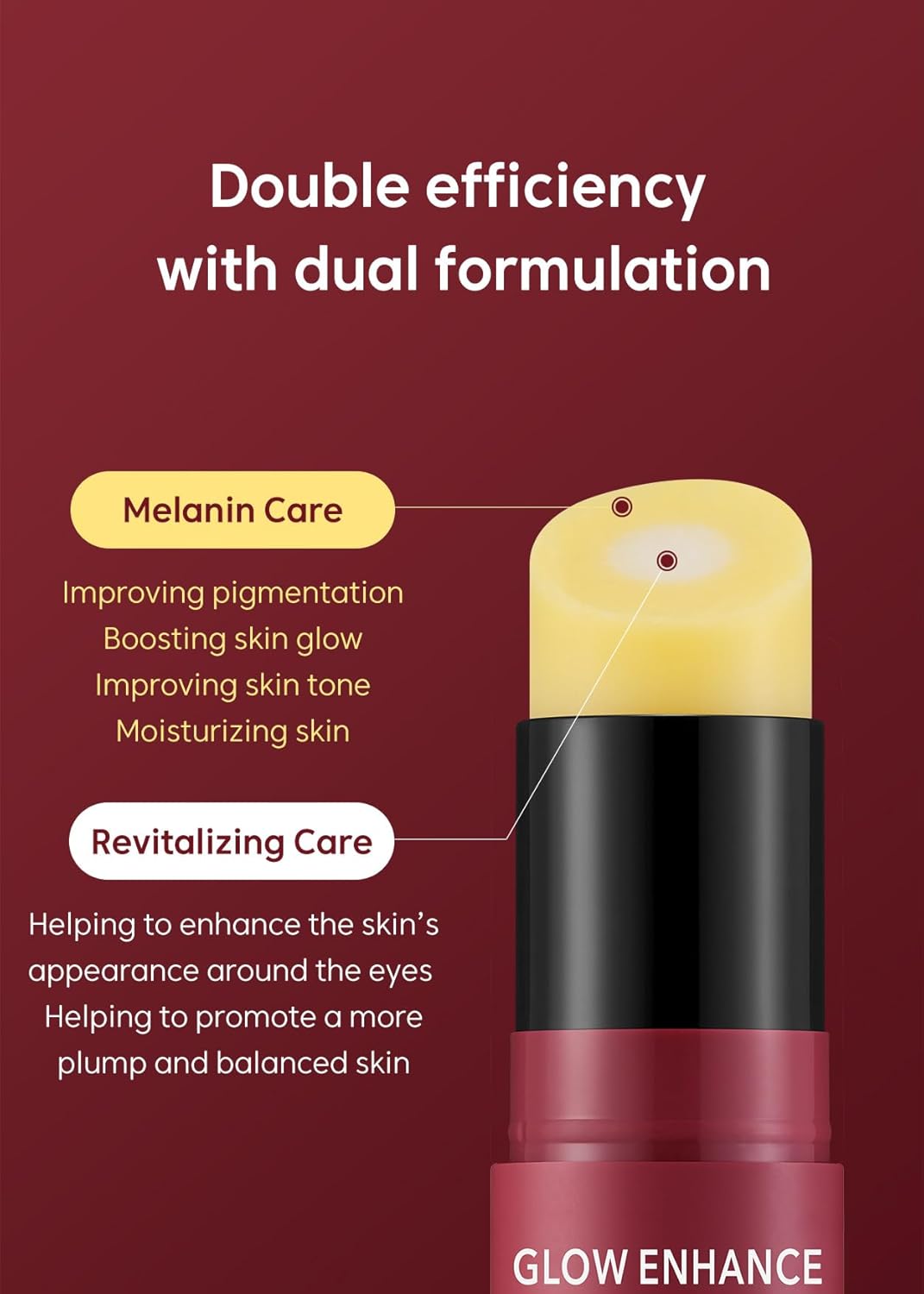 Glow Enhance Dual Serum Stick Balm - Korean Eye Cream for Fine Lines, Crows Feet | 0.35oz