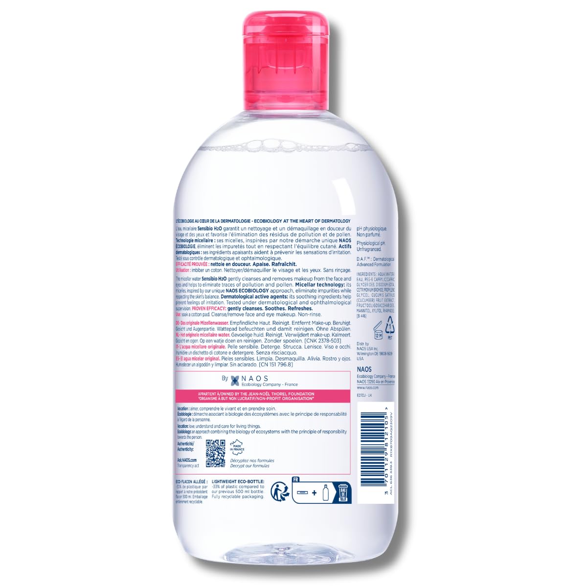 Bioderma Sensibio H2O Micellar Water - Gentle Makeup Remover & Face Cleanser for Sensitive Skin | 500ml