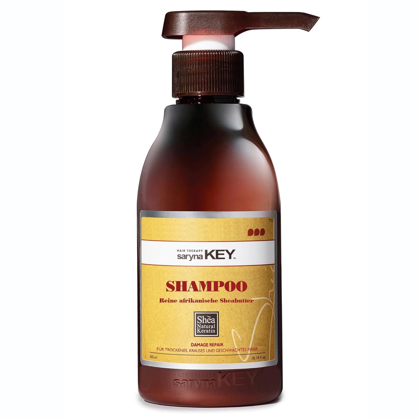 Saryna Key Shampoo for Damaged Hair with Pure African Shea Butter - Moisturizing Shampoo for Dry Damaged Hair - Professional Keratin Treatment - Sulfate Free, No Parabens, Cruelty Free (500ml/16.9oz)