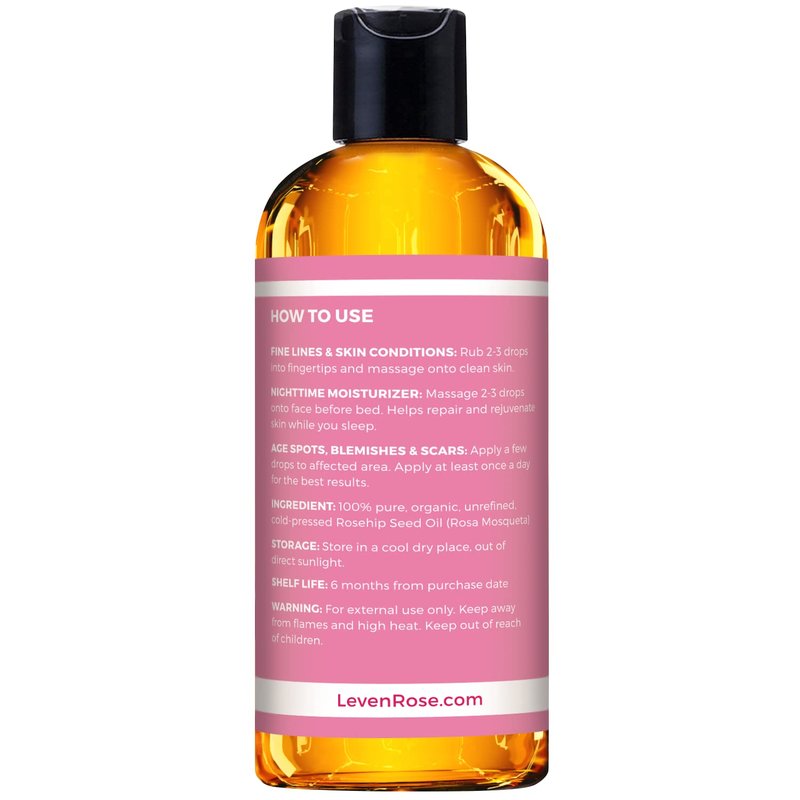 Rosehip Seed Oil for Face - Pure Unrefined Cold Pressed Oil | 16 oz Nighttime Moisturizer for Skin & Hair