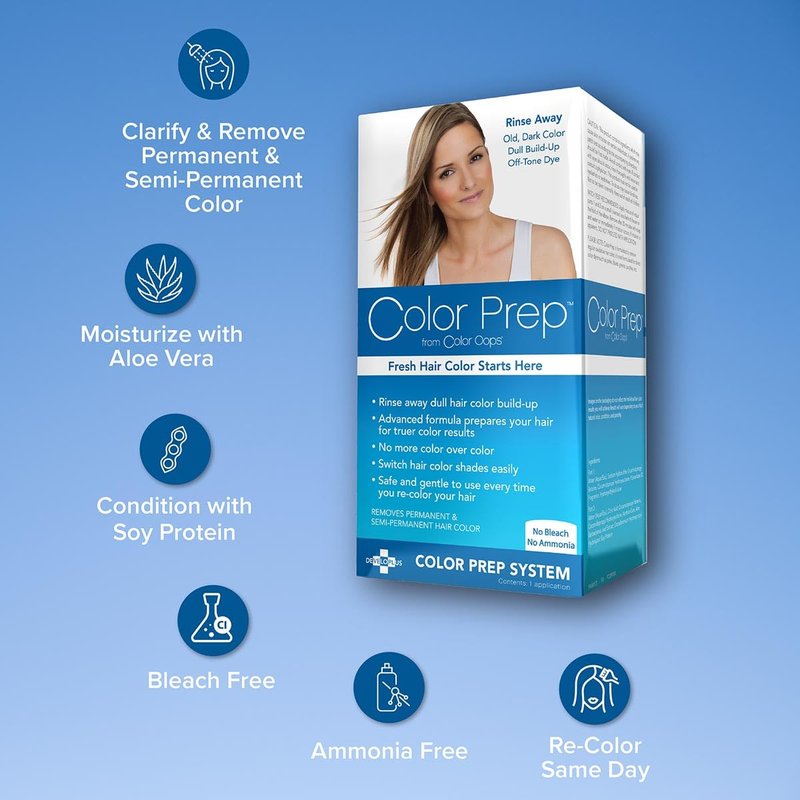 Color Oops Color Prep Hair Dye Remover - Rinses Away Dull Colors & Mineral Buildup | Ammonia-Free, 1 Application
