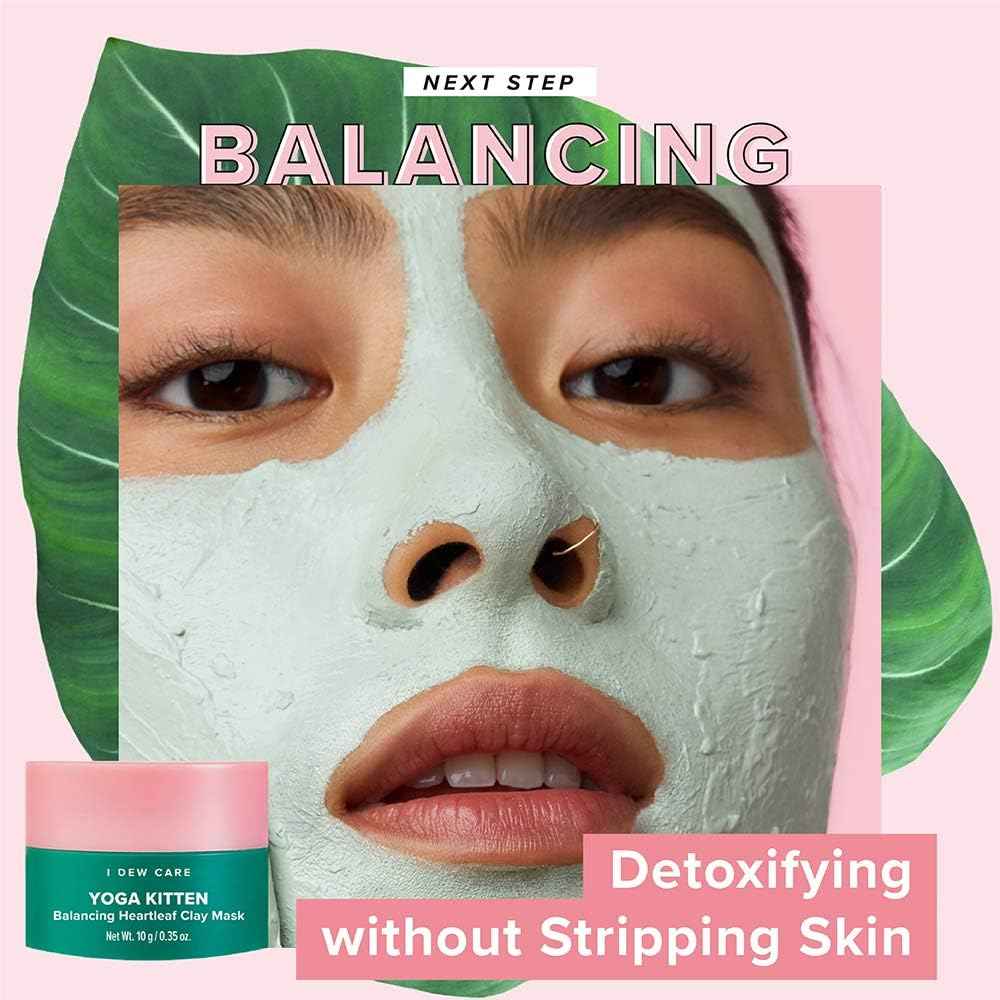 I DEW CARE Blemish Heartleaf Skincare Set - Kitten My Balance On | Foam Cleanser & Wash-off Mask & Serum, Clear & Soothe Irritation, Absorb Excess Oil, Gentle Face Wash, Travel Size, Stocking Stuffers