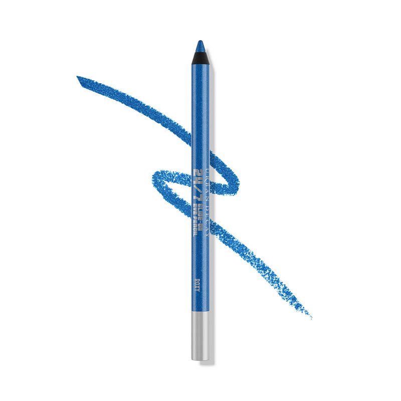 URBAN DECAY 24/7 Glide-On Waterproof Eyeliner Pencil - Smudge-Proof, Long-Lasting, Transfer-Proof, Up to 16HR Wear, Smooth No-Tug Formula, Roxy (Metallic Blue) - 0.04 oz