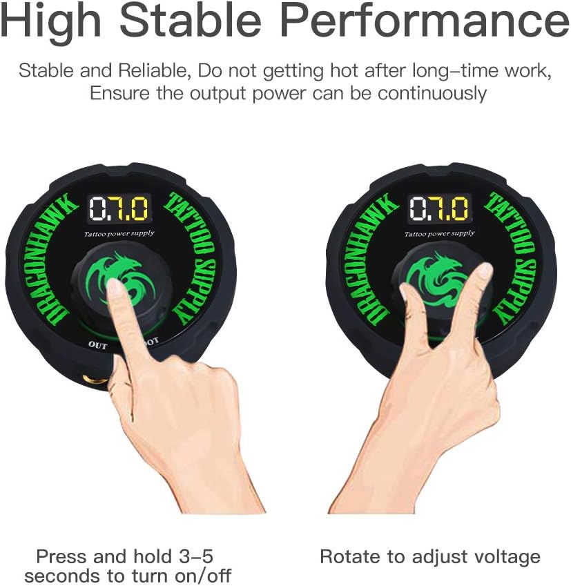 Dragonhawk Tattoo Power Supply - Airfoil Design for Tattoo Machines | Compact & Reliable Performance