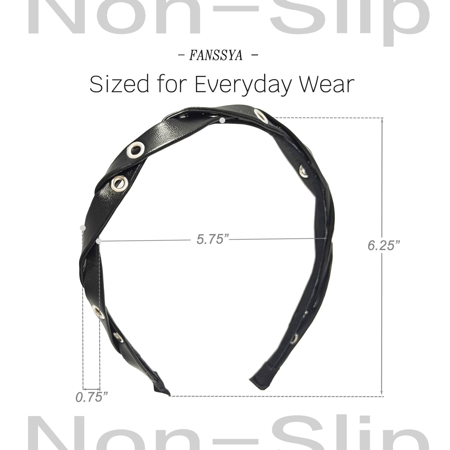 FANSSYA 3-Piece Black Punk Headband Set for Women | Braided Faux Leather, Studded & Denim Knotted Hairbands | Y2K Gothic Grunge Hair Accessories Collection