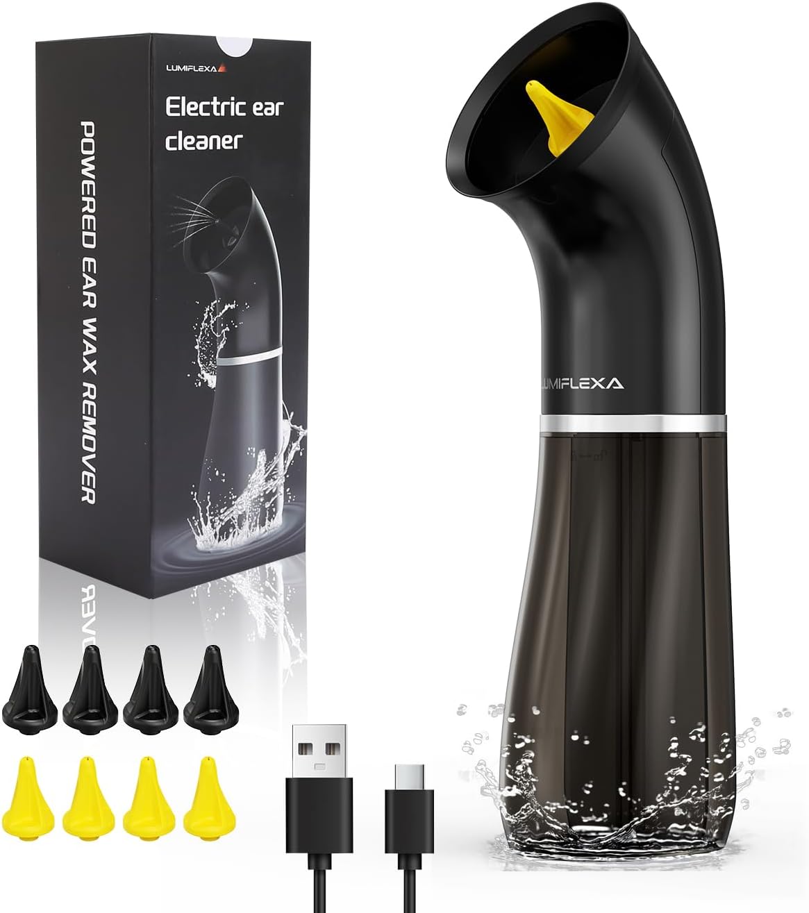 Ear Wax Removal Kit - 250ML Dual Water Tank, 4 Pressure Settings, Type-C Charging | Safe & Effective Cleaning