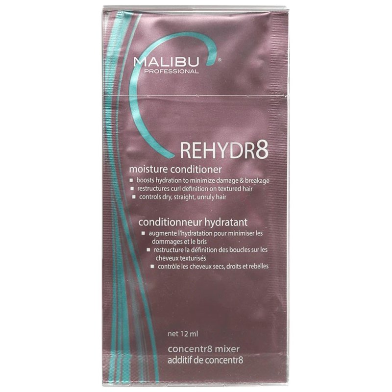 Malibu C REHYDR8 Moisture Conditioner (6 Packets) - Hydration Boosting Concentrate for Dry, Brittle Hair - Strand Reviving, Hydrating Conditioner for All Hair Types