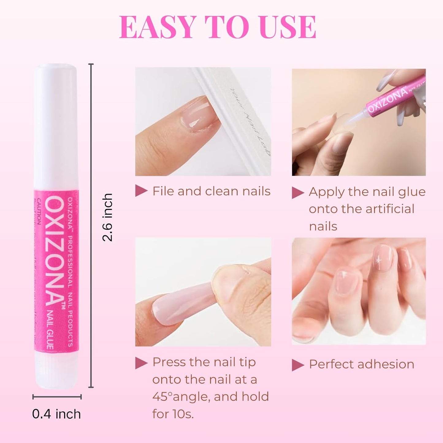 Super Strong Nail Glue for Acrylic Nails Press on Nails Professional Nail Glue for Nail Tips Fake Nails False Nails Long Lasting for Stick On Nails Broken Nails 0.07oz 12pcs