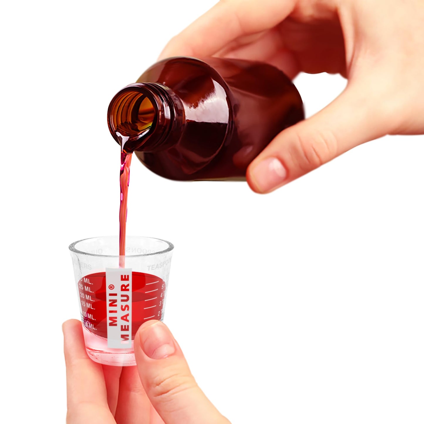 Kolder Mini Measure Heavy Glass, 20-Incremental Measurements Multi-Purpose Liquid and Dry Measuring Shot Glass, White