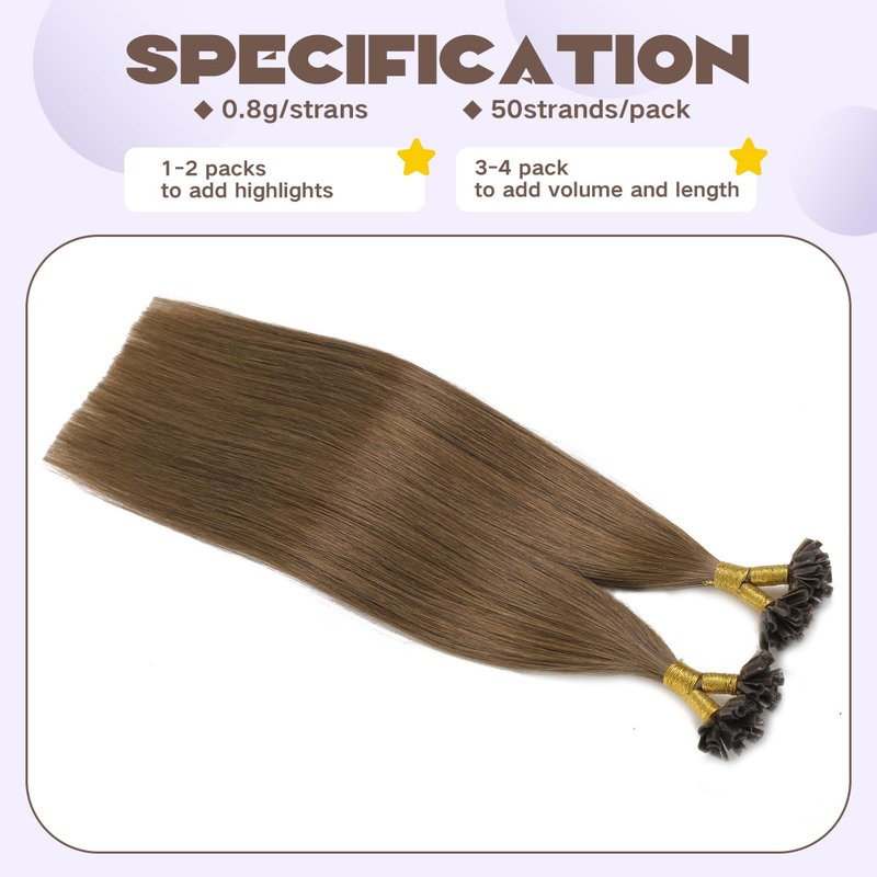 Sindra U Tip Extensions Chocolate Brown #4 40g 14 Inch Pre Bonded Fusion Keratin Hair Extensions Real Human Hair（Utip#4-14inch）