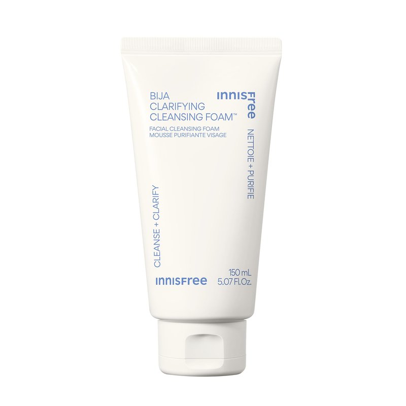 innisfree Bija Clarifying Foam Cleanser with Salicylic Acid & Castor Oil, Korean Skincare, Gentle Face Wash, Sulfate-Free Formula