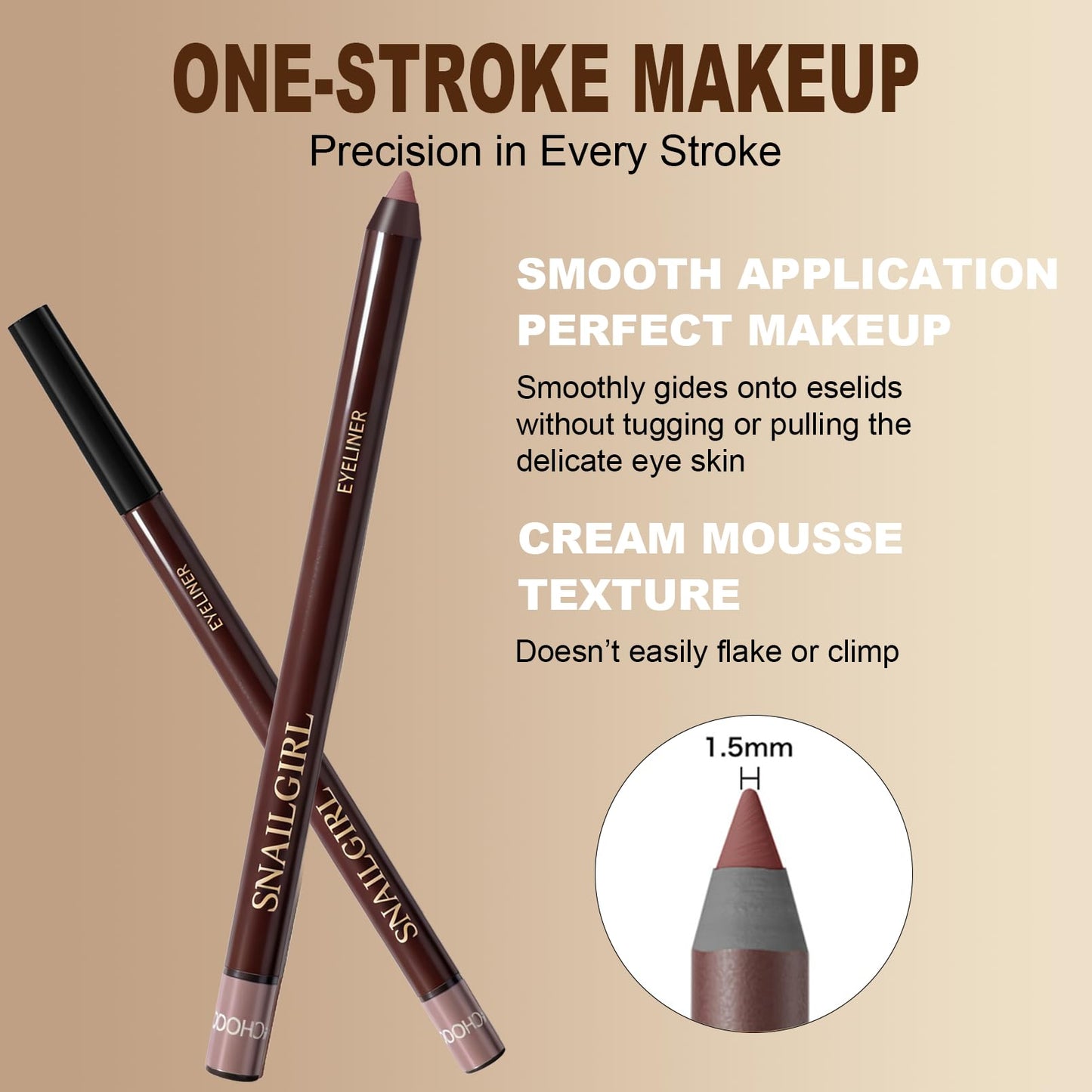 Okerker Graphite Gel Eyeliner Pencil, Waterproof Smudge-proof Long Lasting Graphite Eye Liner, High-Pigmented Smooth Creamy Formula for Mature Women, Eyes Makeup Pen with Sharpener