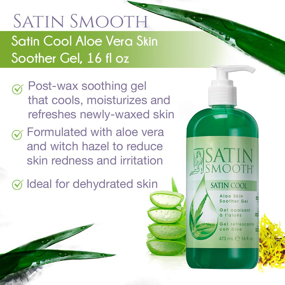 Satin Smooth Waxing Duo: Zinc Oxide Hair Removal Wax and Cool Aloe Vera Skin Soother Gel