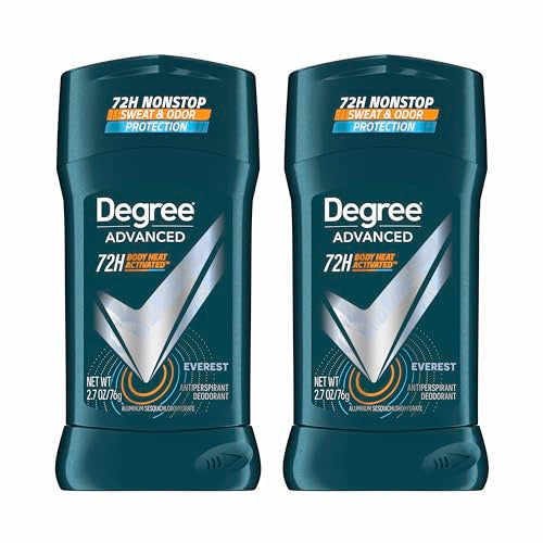 Degree Men Advanced Antiperspirant Deodorant Everest 2 Count 72-Hour Sweat and Odor Protection Antiperspirant For Men With Body Heat Activated Technology 2.7 oz