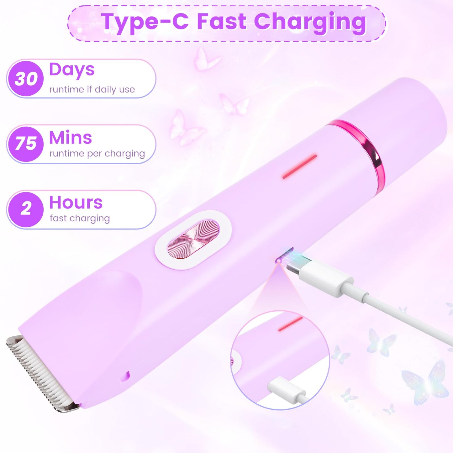 2 in 1 Electric Razors for Women, Dual Head Bikini Trimmer with Carrying Case, Ipx7 Waterproof Trimmer Shaver, Ladies Hair Removal for Face Armpit Pubic Hair Leg, Easy Cleaning and Ceramic Blade