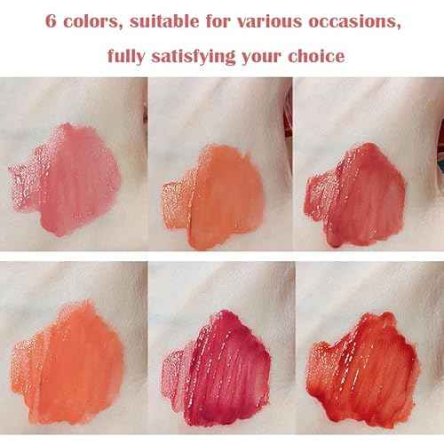 6 Colors Bear Lip Gloss,Jelly Lip Glaze,Cute Liquid Lipstick Bear Lip Stain Watery Lipgloss Plumping Lip Tint Moisturizing Waterproof Long Lasting for Lip and Cheek