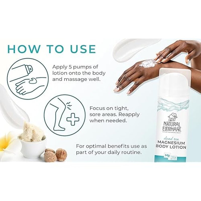 Natural Elephant Dead Sea Magnesium Lotion ? Vanilla Scented Body Moisturizer | Topical Magnesium with Dead Sea Minerals ? 5 oz (150 ml)