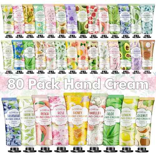 80 Pack Hand Cream Set for Dry Cracked Hands, Bulk Hand Lotion Travel Size for Stocking Stuffers, Mini Hand Cream for Christmas Gifts, Birthday Gifts and Bridal Shower Gifts for Guests